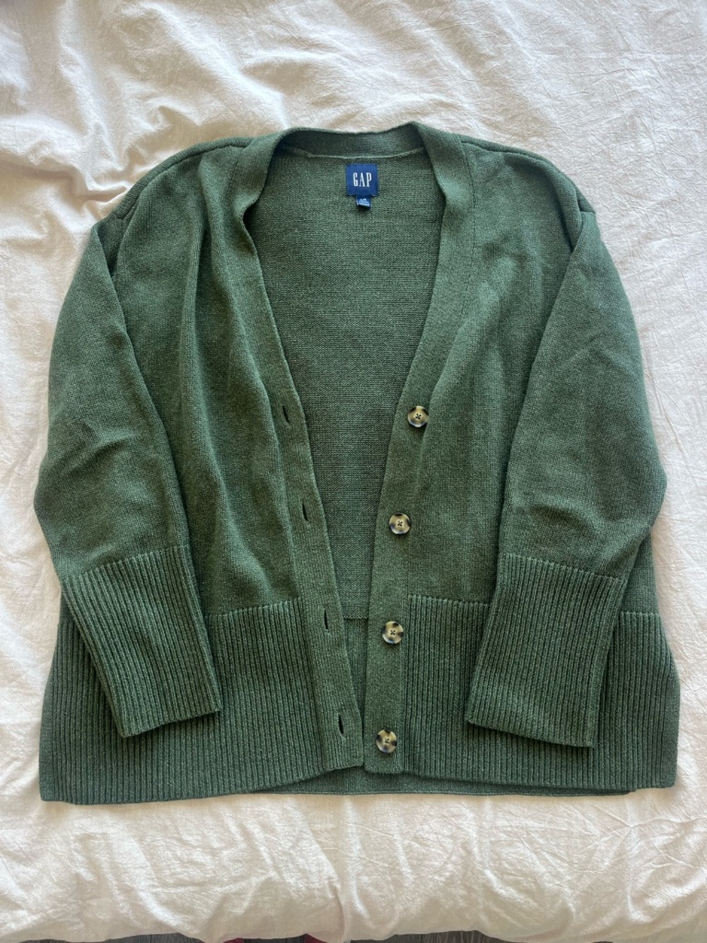 100% Cotton GAP Olive Button-Up Cardigan